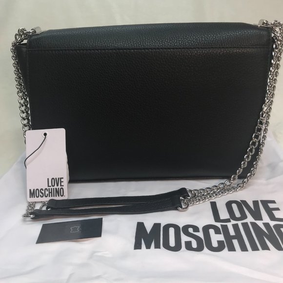 NWT LOVE MOSCHINO Leather Studded Heart Chain Strap Bag - Picture 3 of 10